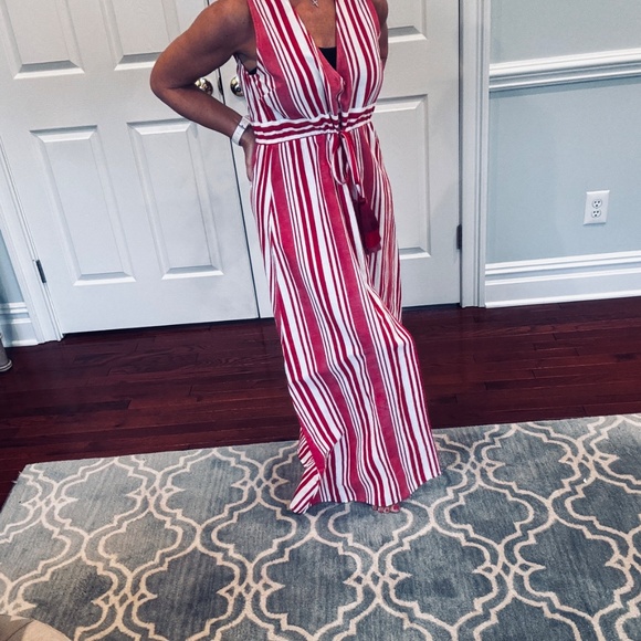 NWOT*Quality* Anthropologie Bindu Red and White Striped Maxi Dress: MEDIUM - Picture 1 of 13